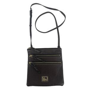 Dooney‎ & Bourke Crossbody Dark Brown Pebbled Leather Bag Purse